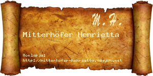 Mitterhöfer Henrietta névjegykártya